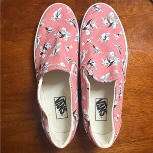 Vans Asher Birds of Paradise slip-on sneaker in a blush pink- like new